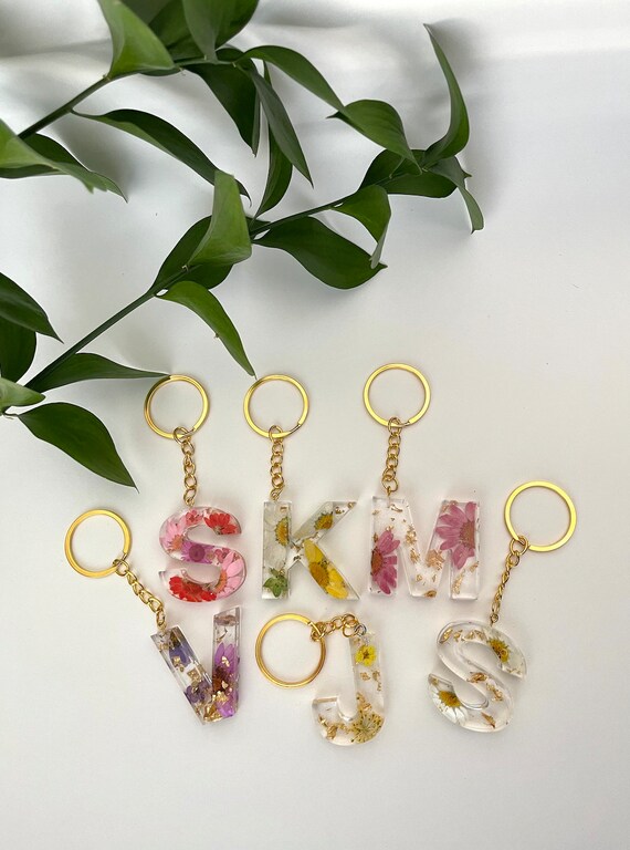 Initial Keychain, Resin Letter Keychain, Keychain Gifts, Gift