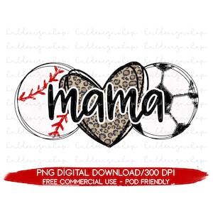 Baseball Mama Png, Soccer Mom Png, Mom Of Both Png, Sports Life Png, Baseball And Soccer Mom Png, Busy Raising Ballers Png Sublimation