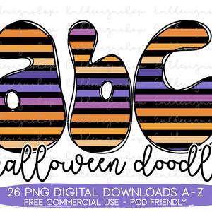 Retro Halloween Doodle Letters Png, Retro Font Png, Halloween Sublimation, Retro Alphabet Png, Retro Fall Png Design, Halloween Alphabet PNG