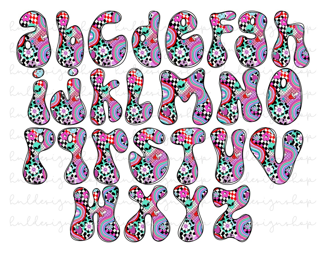 Throwback Lettering 90s Retro Doodle Letters Png, Retro Font Png, 90s Sublimation, Retro ...