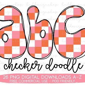 Retro Halloween Doodle Letters Png, Retro Font Png, Halloween Sublimation, Retro Alphabet Png, Checker Png Design, Halloween Alphabet PNG
