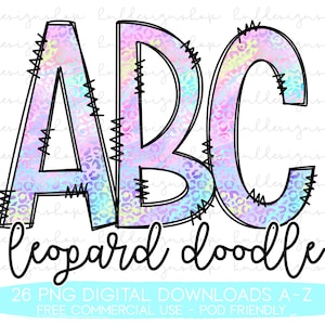 Neon Leopard Print Doodle Letter PNG, Leopard Font Png, Leopard Print Sublimation, Leopard Alphabet Png, Neon Cheetah Print Png, Leopard Png