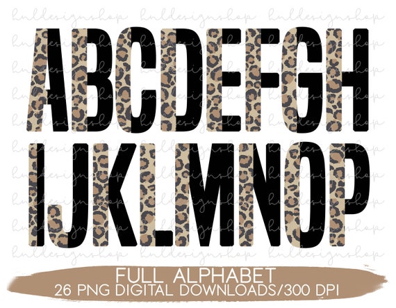 Leopard Print Letters PNG, Leopard Font Png, Leopard Print Sublimation, Leopard Alphabet Png, Brown Cheetah Print Png, Brown Leopard Png
