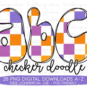 Retro Halloween Doodle Letters Png, Retro Font Png, Halloween Sublimation, Retro Alphabet Png, Checker Png Design, Halloween Alphabet PNG