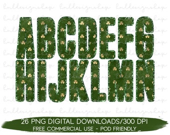 Shamrock Schrift Png, St Patricks Day Buchstaben Png, St Patricks Day Sublimation Design, St Pattys Day Png, Alphabet Letter Png, Alphabet Clipart
