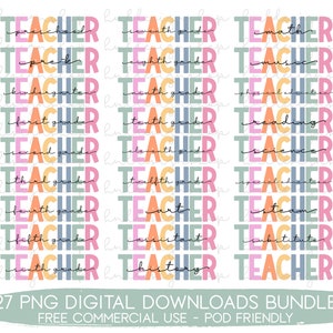 Teacher Png Bundle, Teacher Sublimation Designs, Teacher Shirt Designs, Teacher PNG For Sublimation Bundle, Retro Teacher Png, Retro Bundle