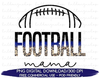 Blue Glitter Football Mama Png, Blue Football Team Colors Png, Football Sublimation, Football Player Png, Football Shirt Sublimation Png