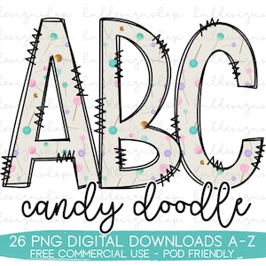 Sweets Doodle Letters Png, Lollipop Font Png, Candy Sublimation, Doodle Alphabet Png, Birthday Sublimation, Sucker Doodle Letters Designs