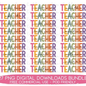 Teacher Png Bundle, Teacher Sublimation Designs, Teacher Shirt Designs, Teacher PNG For Sublimation Bundle, Retro Teacher Png, Retro Bundle