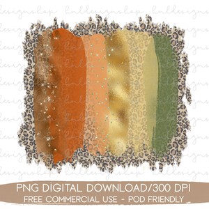 May include: Digital download of a graphic design featuring a layered abstract design with a leopard print background. The design features a variety of colors including gold, orange, brown, and green. The design is perfect for use in digital projects, such as social media graphics, website design, and printable art.