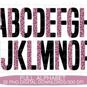 Pink Leopard Print Letters PNG, Leopard Font Png, Leopard Print Sublimation, Leopard Alphabet Png, Pink Leopard Print Sublimation, Vday PNG