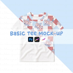 Basic Tee Mock-up, Hand sewn T-shirt Mockup, Realistic Mockup Template, Kids Clothes Mock-up, Seamless Pattern Template, Procreate Mock-up