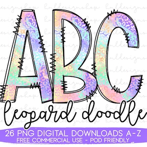 Leopard Print Doodle Letters PNG, Leopard Font Png, Leopard Print Sublimation, Leopard Alphabet Png, Neon Cheetah Print Png, Leopard Png