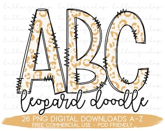 Oranje luipaard print doodle letters PNG, cheetah lettertype png, cheetah print sublimatie, cheetah alfabet png, luipaard print png, luipaard png