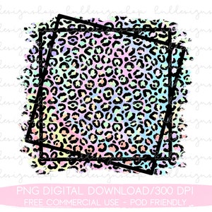 Colorful Leopard Print, Leopard Frame PNG, Distressed Leopard Print Background, Frame Sublimation, Rainbow Cheetah Print Design Sublimation