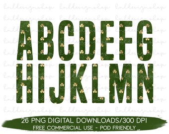 Shamrock Schrift Png, St Patricks Day Buchstaben Png, St Patricks Day Sublimation Design, St Pattys Day Png, Alphabet Letter Png, Alphabet Clipart
