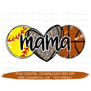 Softball Mama Png, Basketball Mom Png, Mom Of Both Png, Sports Life Png, Softball And Basketball Mom, Busy Raising Ballers Png Sublimation