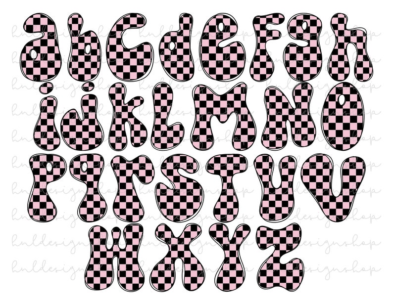 Checked Letters Set of 3 Checker Doodle Letters Png, Doodle Checker Font Png, Valentine ...
