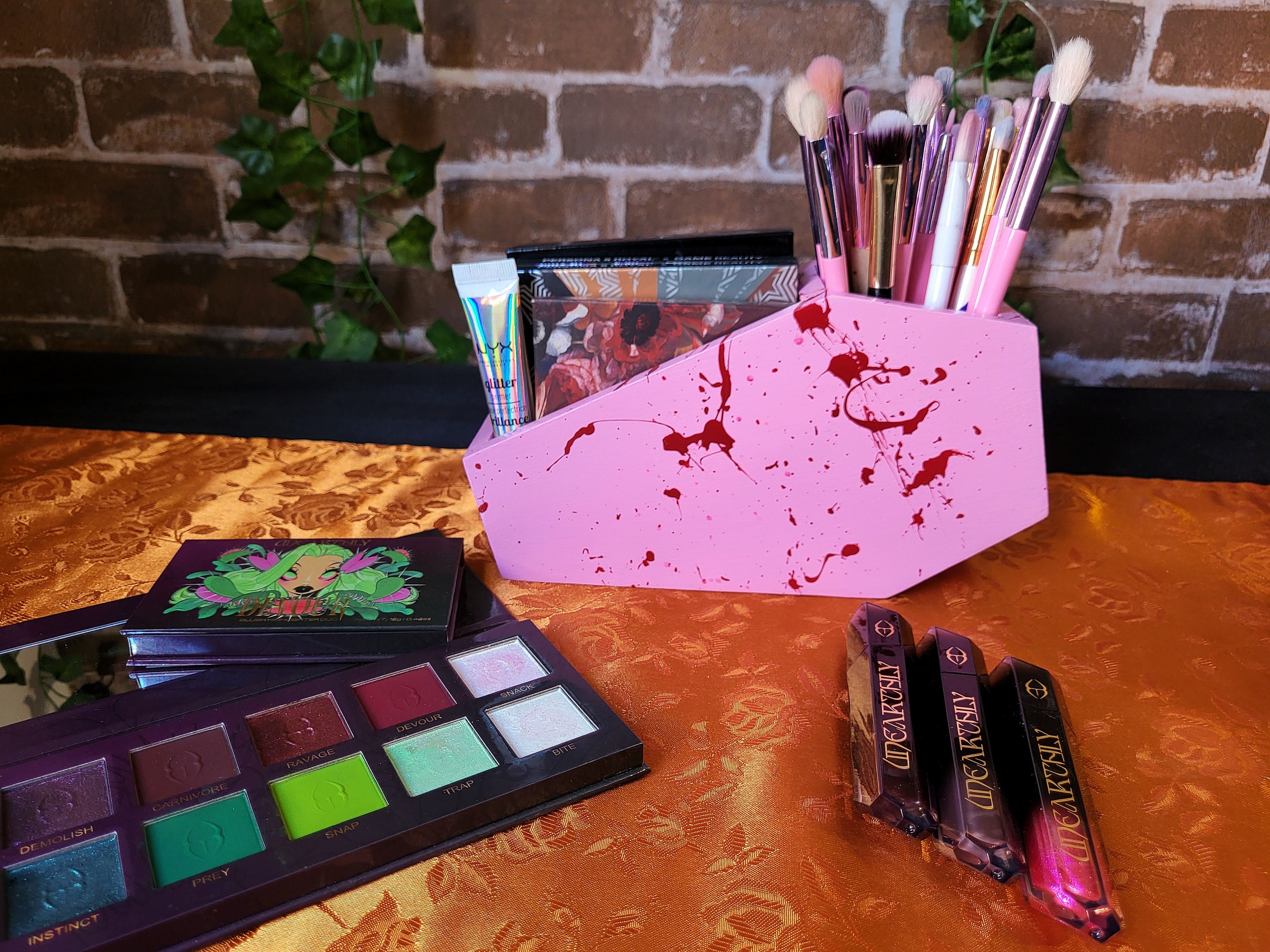 Pink Mountain Floral Makeup Brush Cup - KiCrafts Handmade Gifts