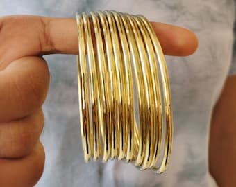 14k Gold Plated Bangles, Stackable bangle bracelets for women, Bridesmaid gift ideas, Custom bracelet simple, Bridesmaid Jewelry