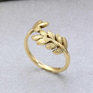 Gold Leaf Adjustable Ring: Minimalist Open Stack Ring