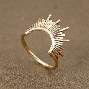 Sun Ring, Sun Rise Brass Ring For Women And Men, Indian Traditional Brass Ring, Spike Ring, Trendy Ring, Celestial Ring, Minimalist Ring