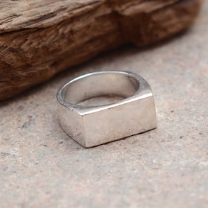 Solid Sterling Silver Signet Ring, Rectangle Signet Ring, Bar Ring, Pinky Signet Ring, Men Signet Ring, Women Signet Ring, Modern Ring