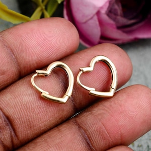 Heart Hoop Earrings, Heart Huggie Hoops, Gold Hinged Huggie Earrings, Dainty Hoop Earrings, Huggie Hoop Earrings, Gift For Her