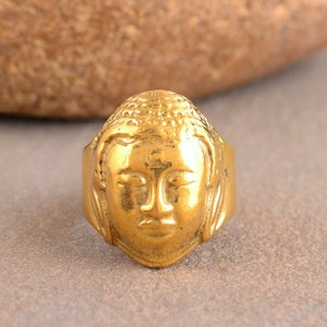 Anel de Buda banhado a ouro: sinete simbólico, meditação iogue