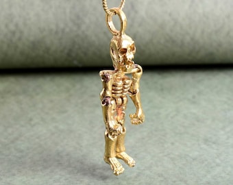 Collar de esqueleto colgante, estilo gótico, para fanáticos del metal, collar de jugadores de mazmorras y dragones