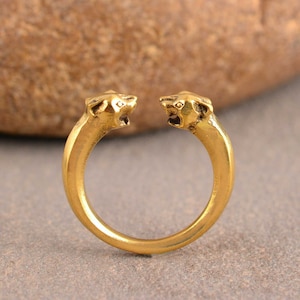 Anillo de leopardo dorado, anillo de pantera, anillo de gato salvaje, anillo unisex para amantes de los animales, joyería conmemorativa única, regalos de leopardo