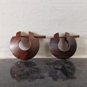Wooden Hoop Earrings for Women Classic Wood Earrings small brown