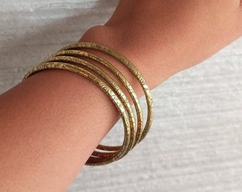 Solid Gold Brass Bangle: Thick Chunky Stackable Bracelet