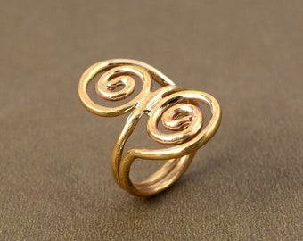 Spiral Ring, Double Coil Spiral Ring, Rings, Gift for Her, Brass Spiral Ring, Gold Statement Ring, Chunky Ring, Fine Ring