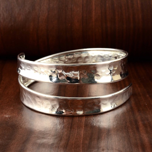 Handmade Hammered Silver Arm Cuff: Minimalist Upper Arm Band - Etsy