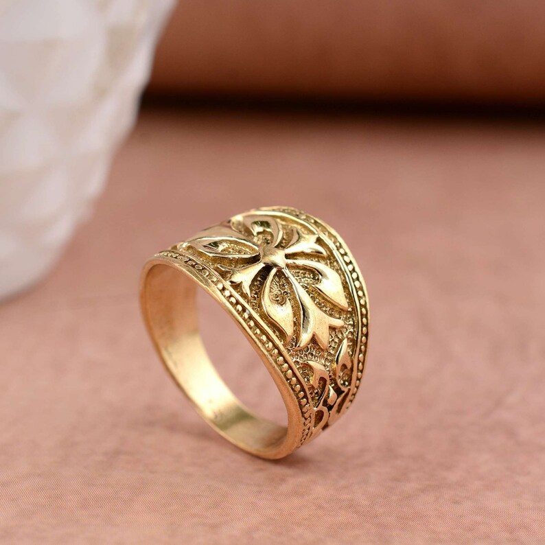 Flower Ring, Fleur De Lis Ring, Statement Ring, Fleur De Lis Symbol