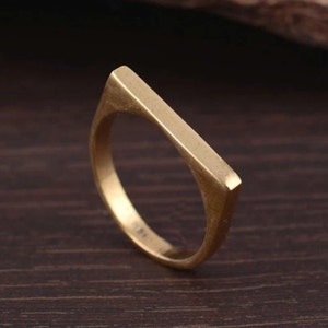 Flat Ring, Brass Ring, Simple Bar Ring, Signet Ring, Line Ring, Flat Bar Ring, Stacking Ring, Gold Bar Ring, Boho Ring, Men's Signet Ring