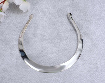 Silver Choker Necklace Thick Silver Collar Necklace Silver Torque Necklace Evening Jewelry Statement Necklace Classic Neckring