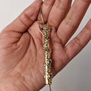 Straw Tubes Gold Necklace, Skulls Pendants, Tribal Jewelry Necklace Pendant Tube Mini Straws
