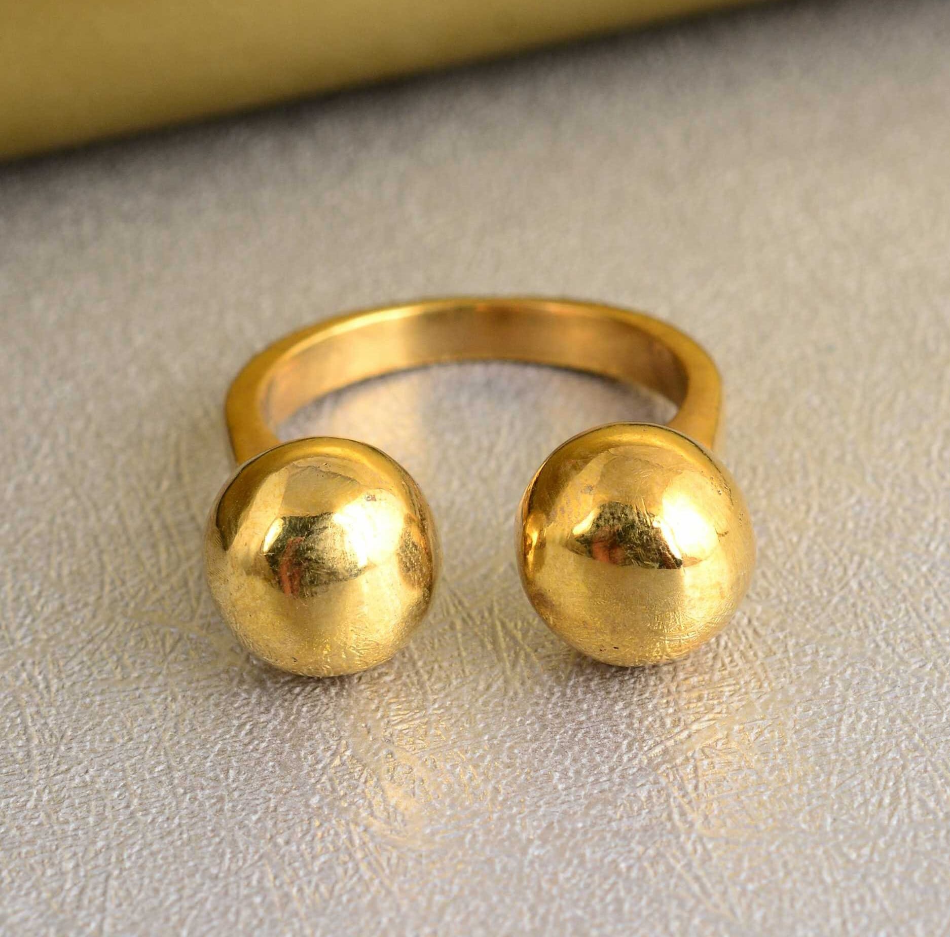 Gold Double Ball Ring: Adjustable Open Statement Ring - Etsy Gold Double Ball Ring: Adjustable Open Statement Ring - Etsy