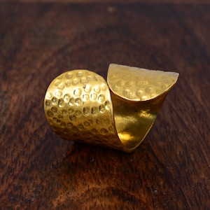 Hammered Ring, Open Ring, Gold Long Ring, Chunky Ring, Large Ring, Cuff Ring Gold, Adjustable Ring, Big Ring, Statement Ring, Boho Jewelry