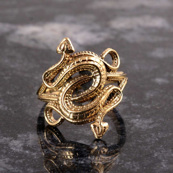 Double Snake Ring, Antique Snake Ring, Wiccan Ring, Wicca Ring, Snake Ring Gold, Dainty Snake Ring, Gothic Wedding Ring