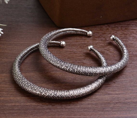 Engraved Anklets Feet Bracelet Pair Silver Plated Anklets Handmade Traditional Anklets Hansli Rajasthani Anklet Kada Best Gift for Women Etsy