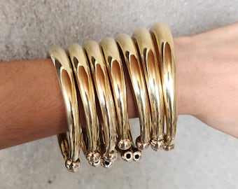 Handmade Solid Brass Cuff Bracelet: Boho Ethnic Bangle