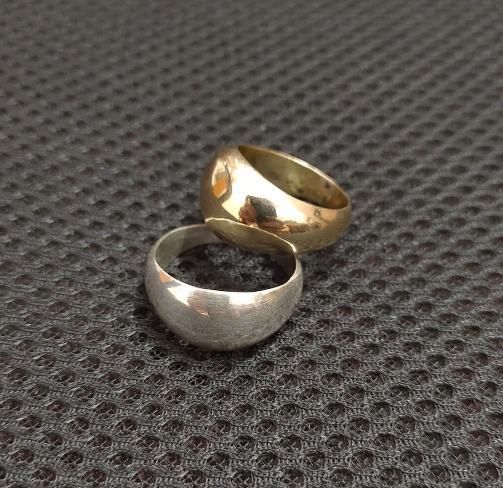 Chunky Dome Ring Set: Modern Sterling Silver & Gold Statement Rings - Etsy