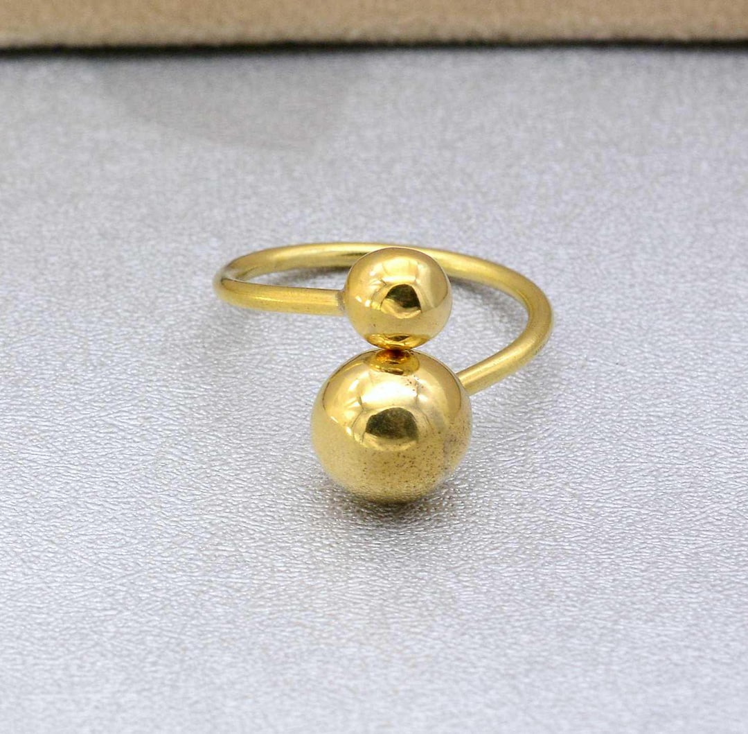 Dainty Gold Double Ball Ring: Minimalist Stackable Ring - Etsy
