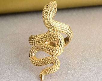 Textured Snake Ring: Serpentine Coiled Ring, Adjustable