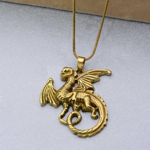 Gold Flying Dragon Pendant Necklace