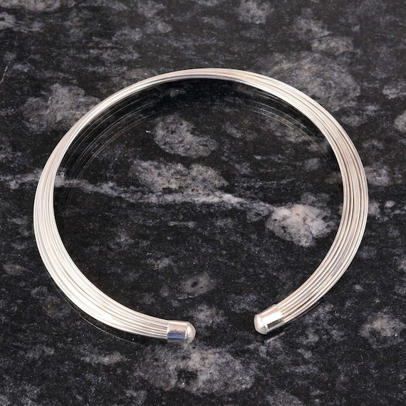 Buy Silver Neck Cuff, Simple Wire Necklace, Silver Rigid Choker 