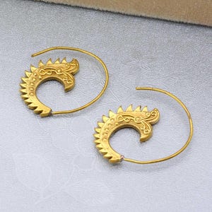 Gold Boho Spirale Ohrringe, Spirale Ohrringe, Wasserwelle Swirl Boho Spirale Ohrringe, Spirale Circlet Hoop